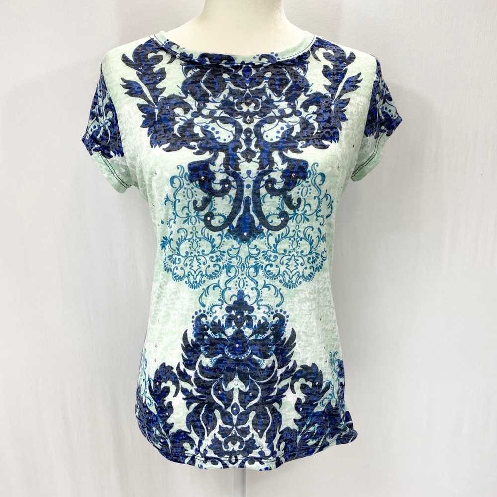 INC petite burnout tee with silver bling